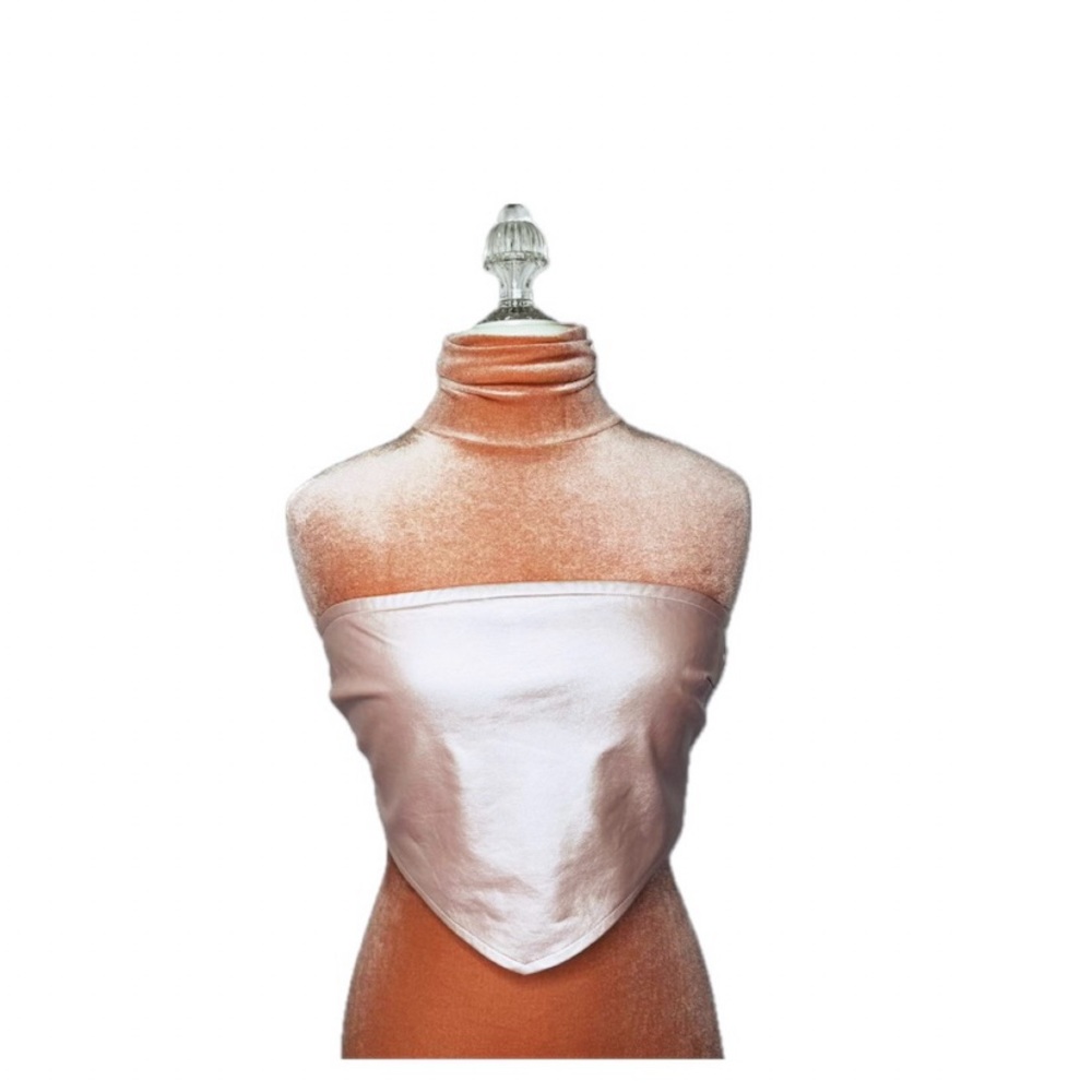 Somethingnew Vegan Leather Handkerchief Tube Top Bandeau Top Pink Size Medium